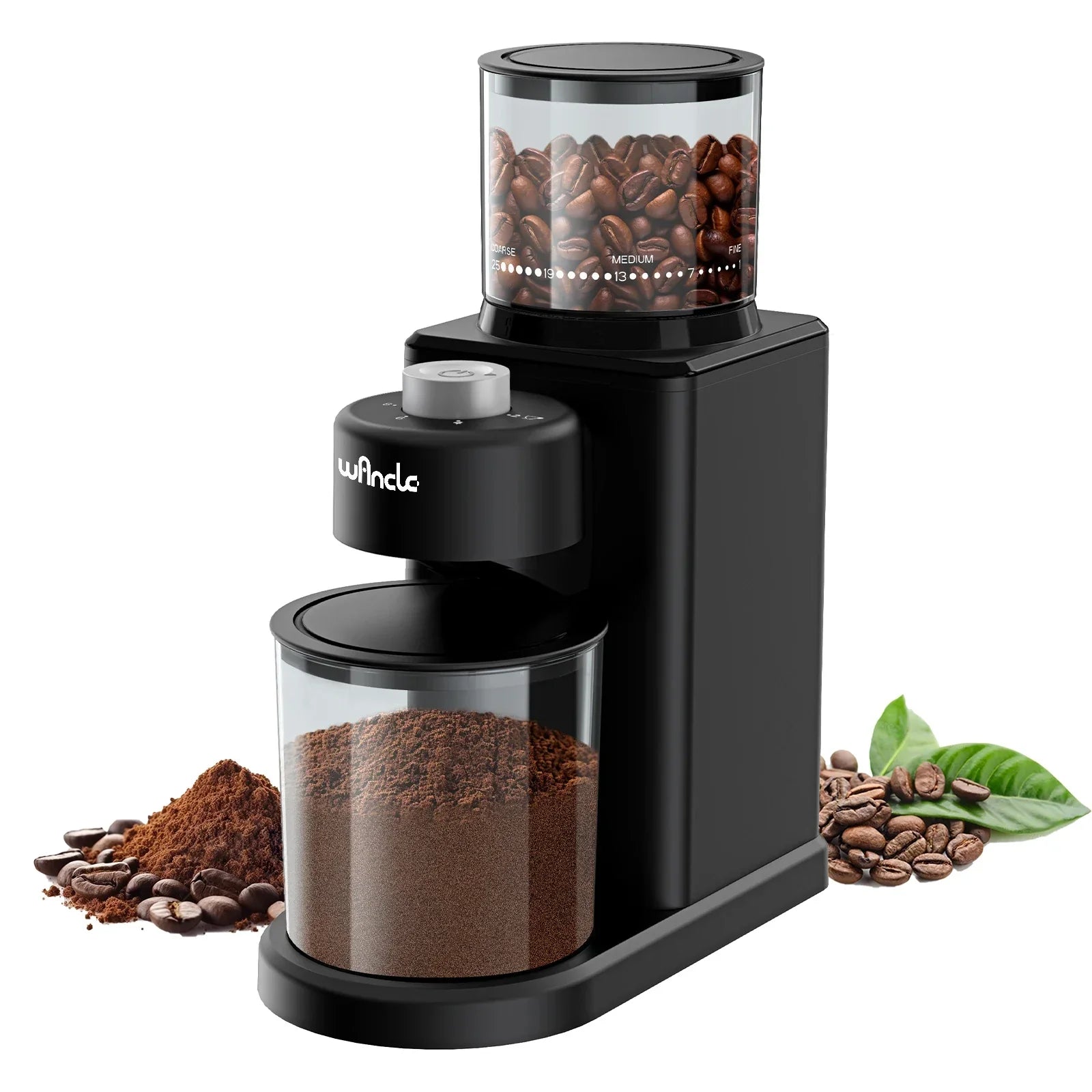 Elektrische Kaffeemühle mit Kegelmahlwerk 200 W – 25 Mahlgrade für Espresso und Filterkaffee