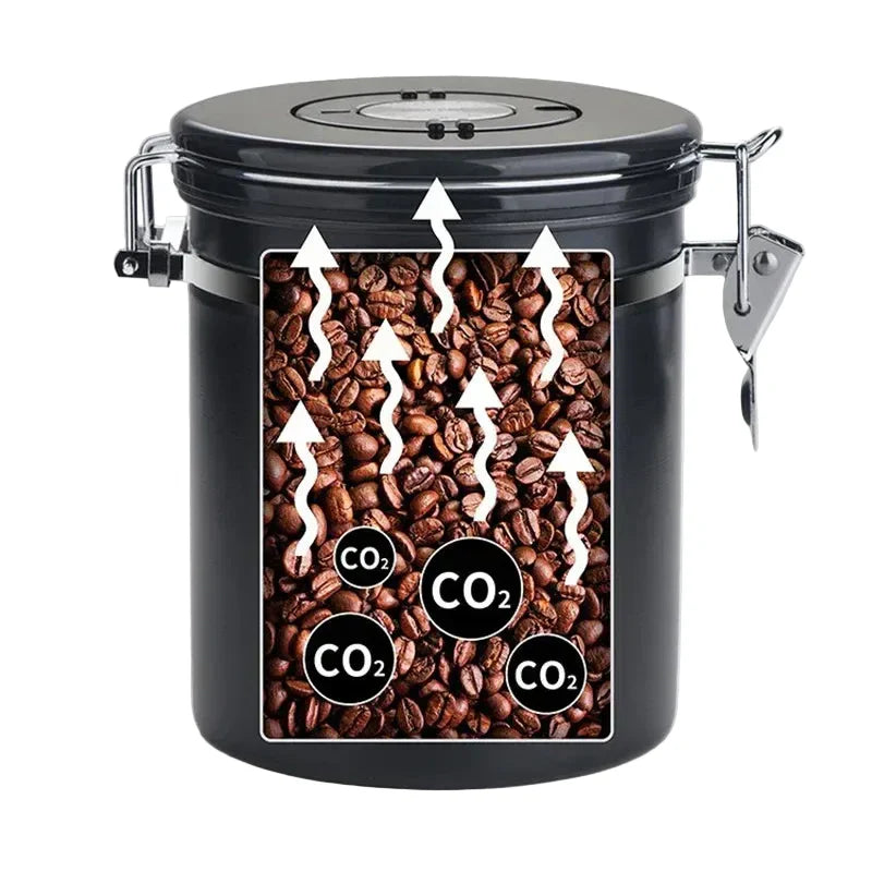 Luftdichter Kaffee-Aufbewahrungsbehälter 1,8 L aus Edelstahl 304 – Vorratsdose mit Messlöffel