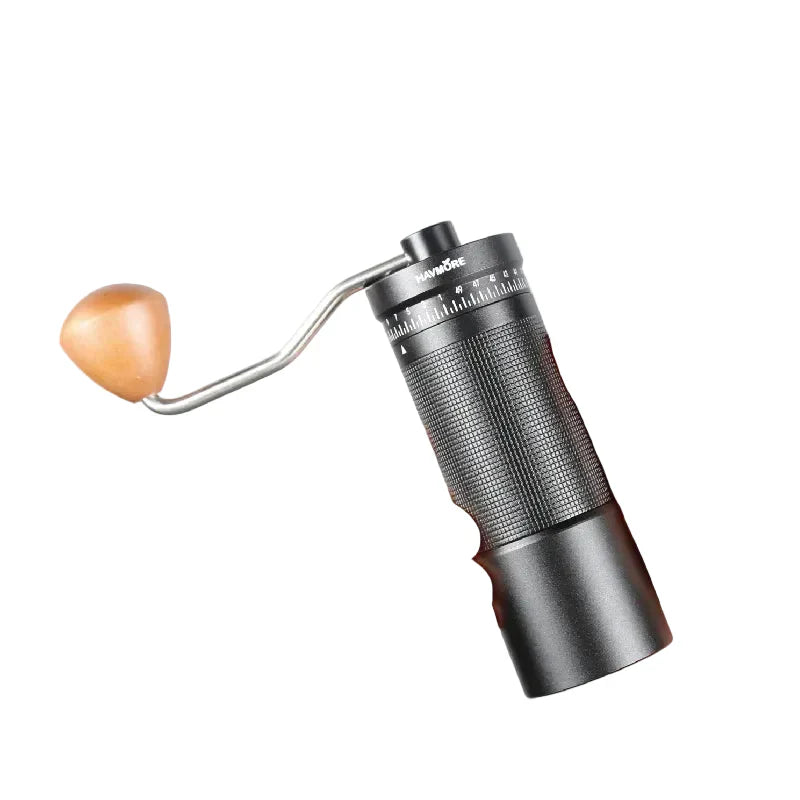 Tragbare manuelle Kaffeemühle mit 38 mm Kegelmahlwerk – Aluminiumgehäuse, einstellbarer Mahlgrad