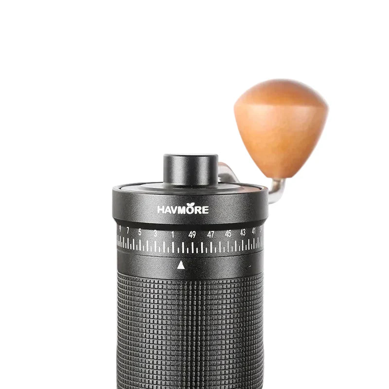 Tragbare manuelle Kaffeemühle mit 38 mm Kegelmahlwerk – Aluminiumgehäuse, einstellbarer Mahlgrad
