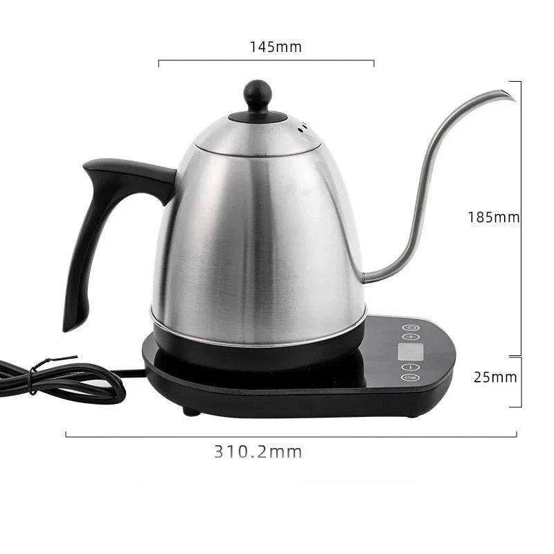 800ml Smart Electric Gooseneck Kettle with Constant Temperature Control – 304 Stainless Steel, 1200W