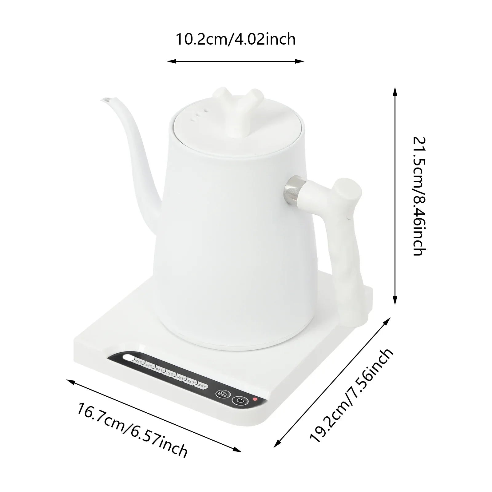 Elektrischer Gooseneck Wasserkocher 1 L aus Edelstahl 304 – 1000 W, Temperaturregelung, 220 V