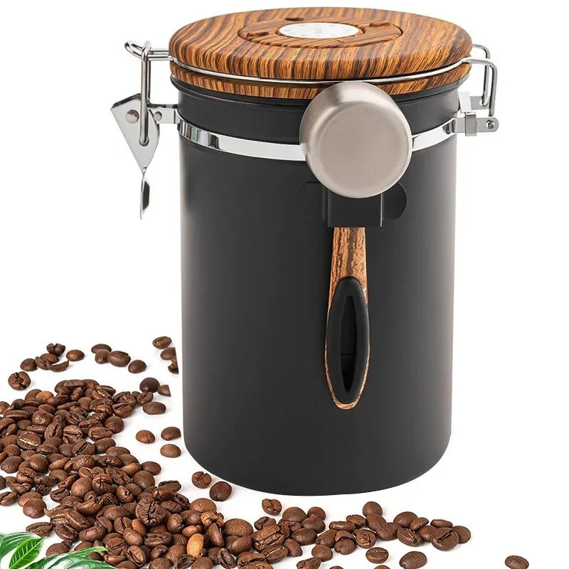Luftdichter Kaffee-Aufbewahrungsbehälter 1,8 L aus Edelstahl 304 – Vorratsdose mit Messlöffel