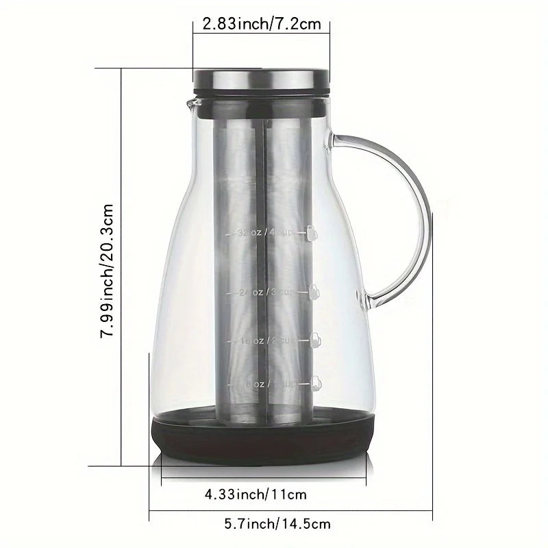 24 oz Kaltbrüh-Kaffeekanne aus Glas – Manuelle Pour-Over Karaffe für Eiskaffee und Kaltgetränke