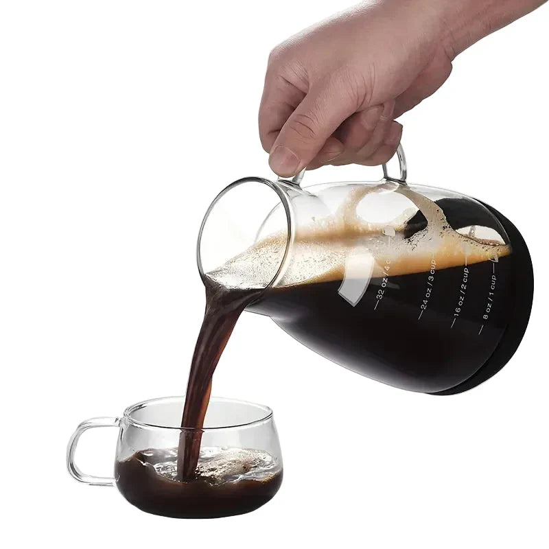 24 oz Kaltbrüh-Kaffeekanne aus Glas – Manuelle Pour-Over Karaffe für Eiskaffee und Kaltgetränke