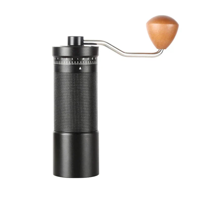 Tragbare manuelle Kaffeemühle mit 38 mm Kegelmahlwerk – Aluminiumgehäuse, einstellbarer Mahlgrad