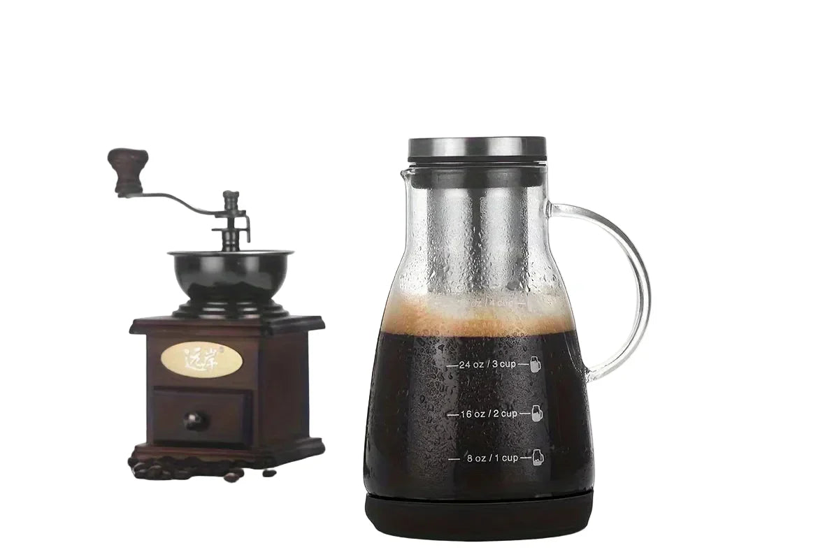 24 oz Kaltbrüh-Kaffeekanne aus Glas – Manuelle Pour-Over Karaffe für Eiskaffee und Kaltgetränke