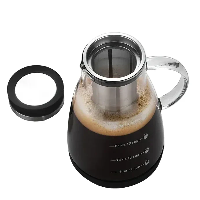 24 oz Kaltbrüh-Kaffeekanne aus Glas – Manuelle Pour-Over Karaffe für Eiskaffee und Kaltgetränke